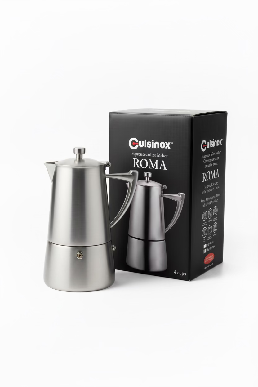 Cuisinox Roma Satin Stainless Steel Induction Stovetop Moka Espresso Coffee Maker