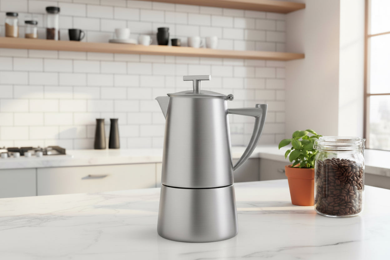 Cuisinox Roma Satin Stainless Steel Induction Stovetop Moka Espresso Coffee Maker