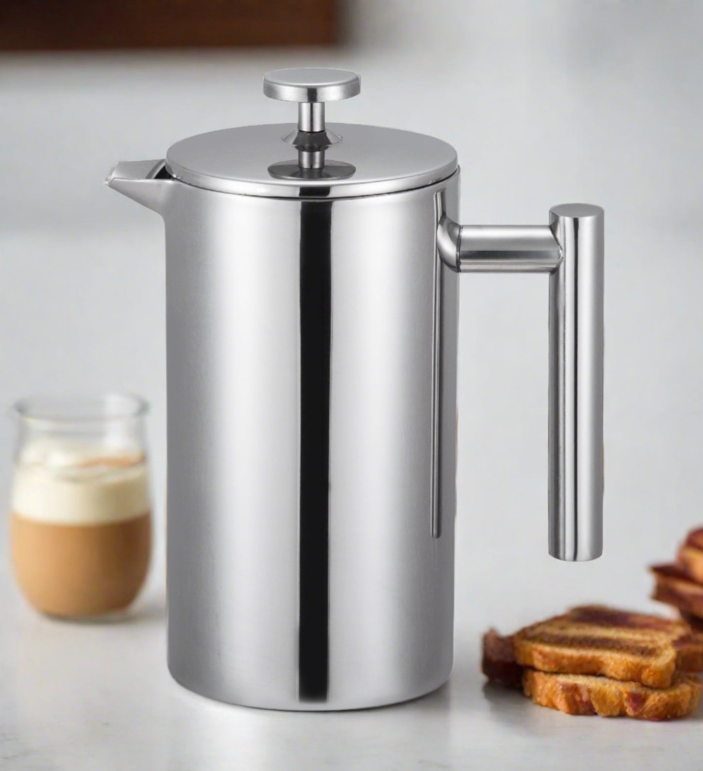 Presse française à double paroi en acier inoxydable Cuisinox avec filtre à joint en silicone