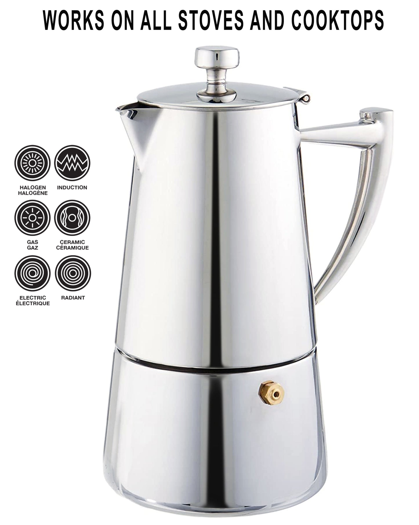Cafetera Moka Espresso Cuisinox Roma de inducción de acero inoxidable