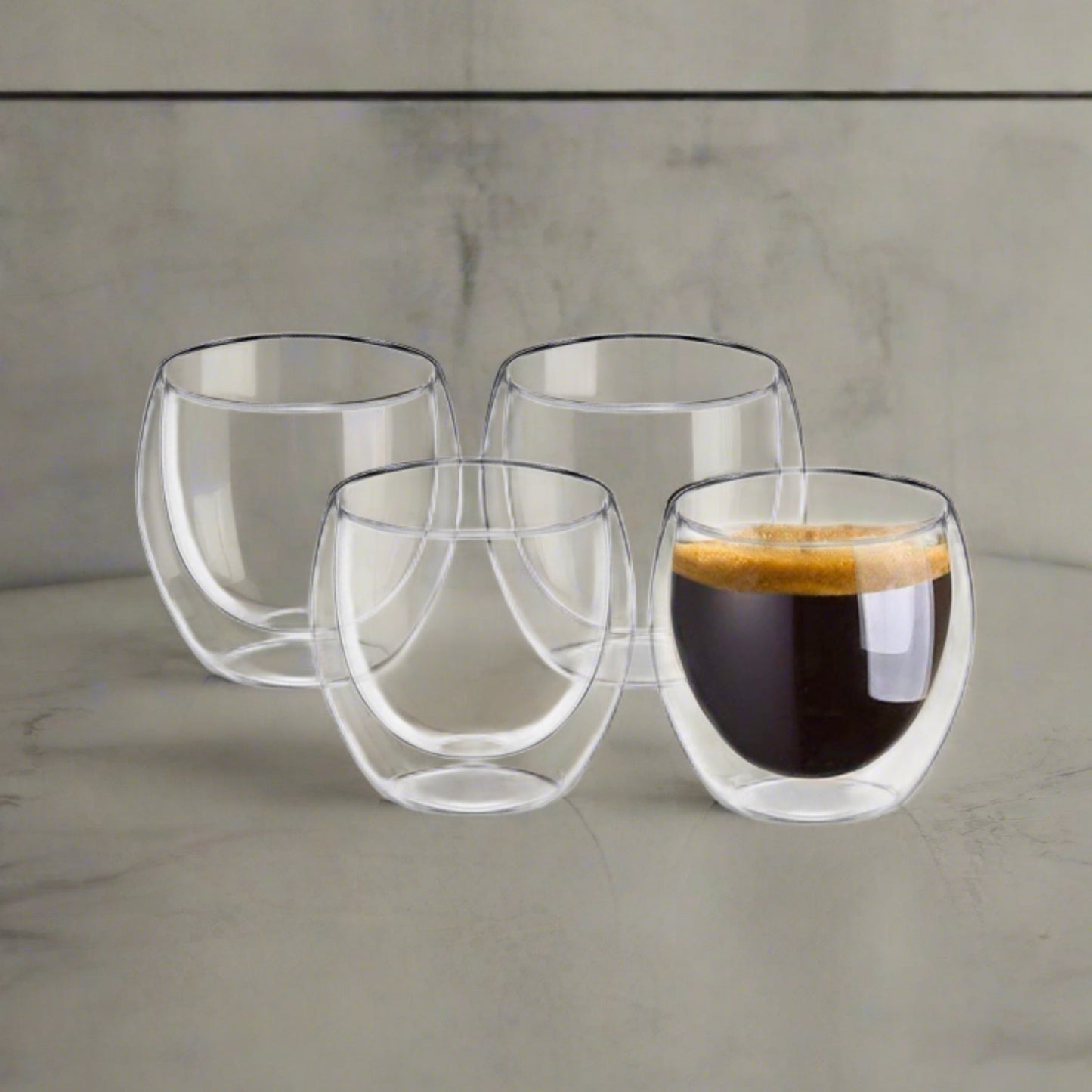 Cuisinox Lot de 4 tasses à expresso, verre à double paroi