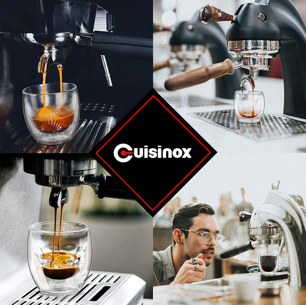Cuisinox Lot de 4 tasses à expresso, verre à double paroi