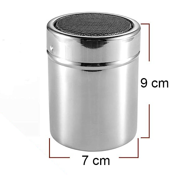 Cuisinox Shaker à sucre en poudre avec couvercle en acier inoxydable 304 Duster/tamis à tamis en maille pour glacer le sucre, le cacao, la cannelle, la farine de chocolat