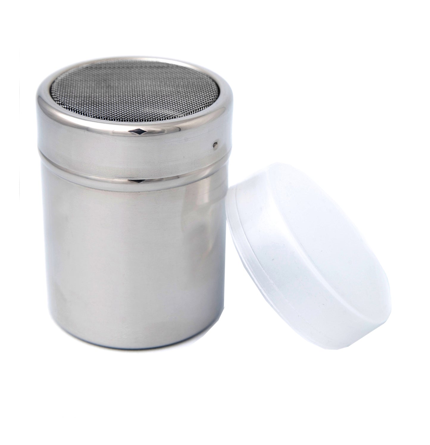 Cuisinox Shaker à sucre en poudre avec couvercle en acier inoxydable 304 Duster/tamis à tamis en maille pour glacer le sucre, le cacao, la cannelle, la farine de chocolat