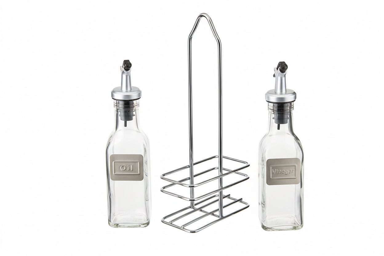 Cuisinox Oil & Vinegar Cruet Set with Caddy with English labels