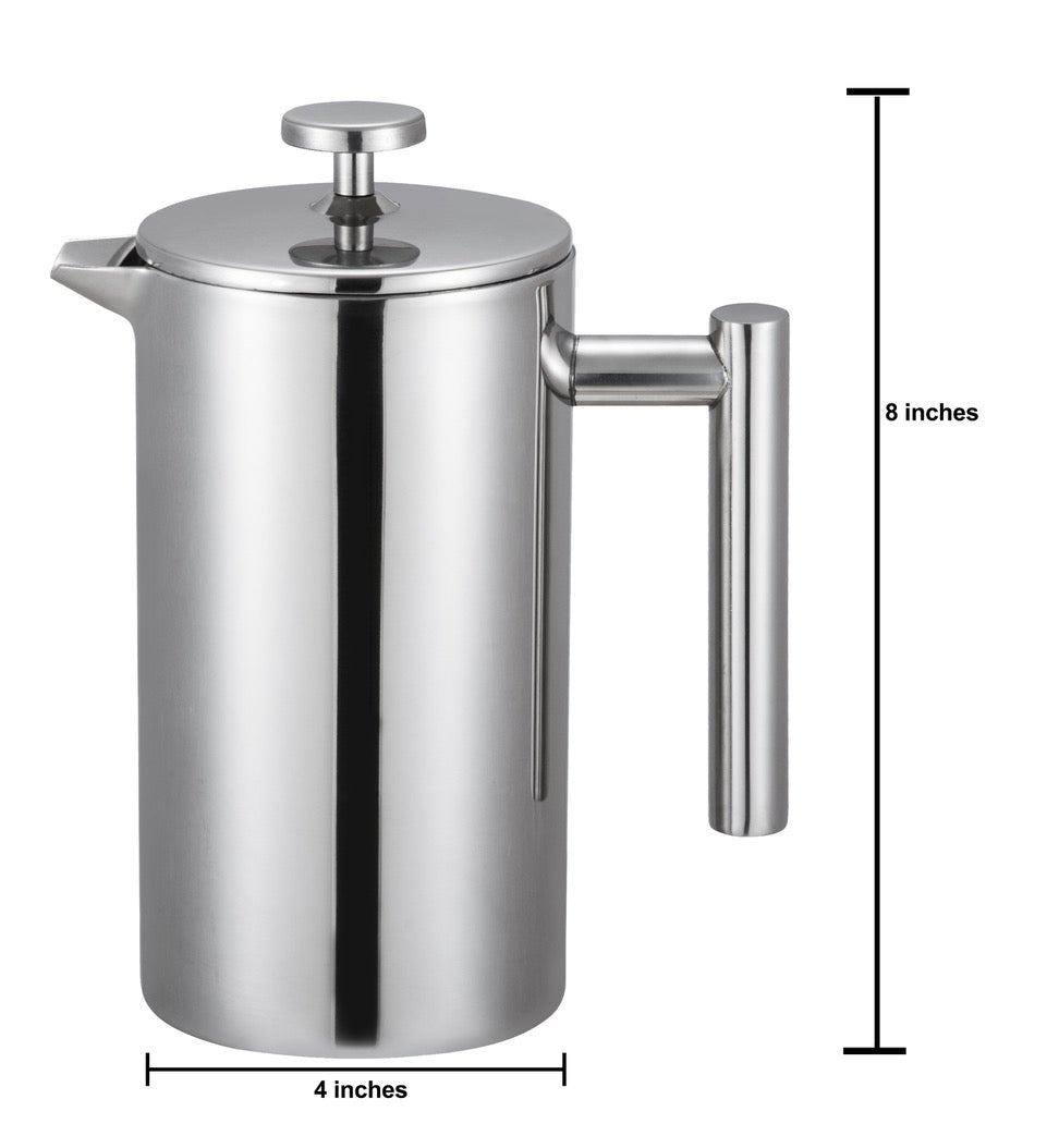 Presse française à double paroi en acier inoxydable Cuisinox avec filtre à joint en silicone