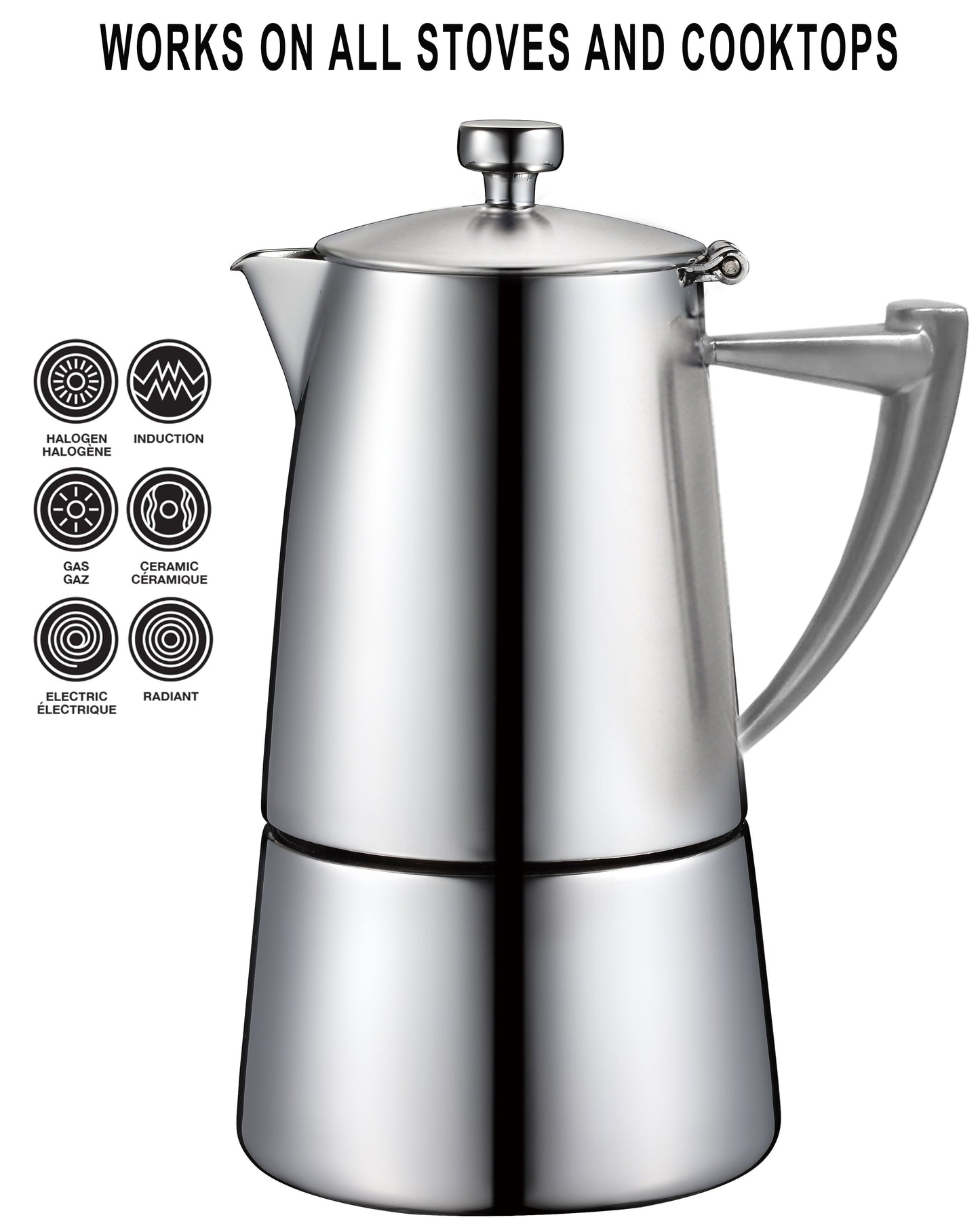 Cafetera Cuisinox Roma Satinada de Inducción de Acero Inoxidable Moka Espresso