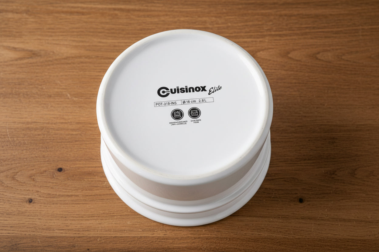 Inserto para fondue Cuisinox en porcelana blanca (cabe en una cacerola de 7" de diámetro)