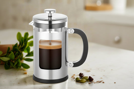 Presse française en verre Cuisinox avec joint en silicone sur filtre