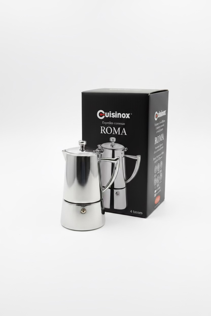 Cuisinox Roma Mirror Stainless Steel Induction Stovetop Moka Espresso Coffee Maker