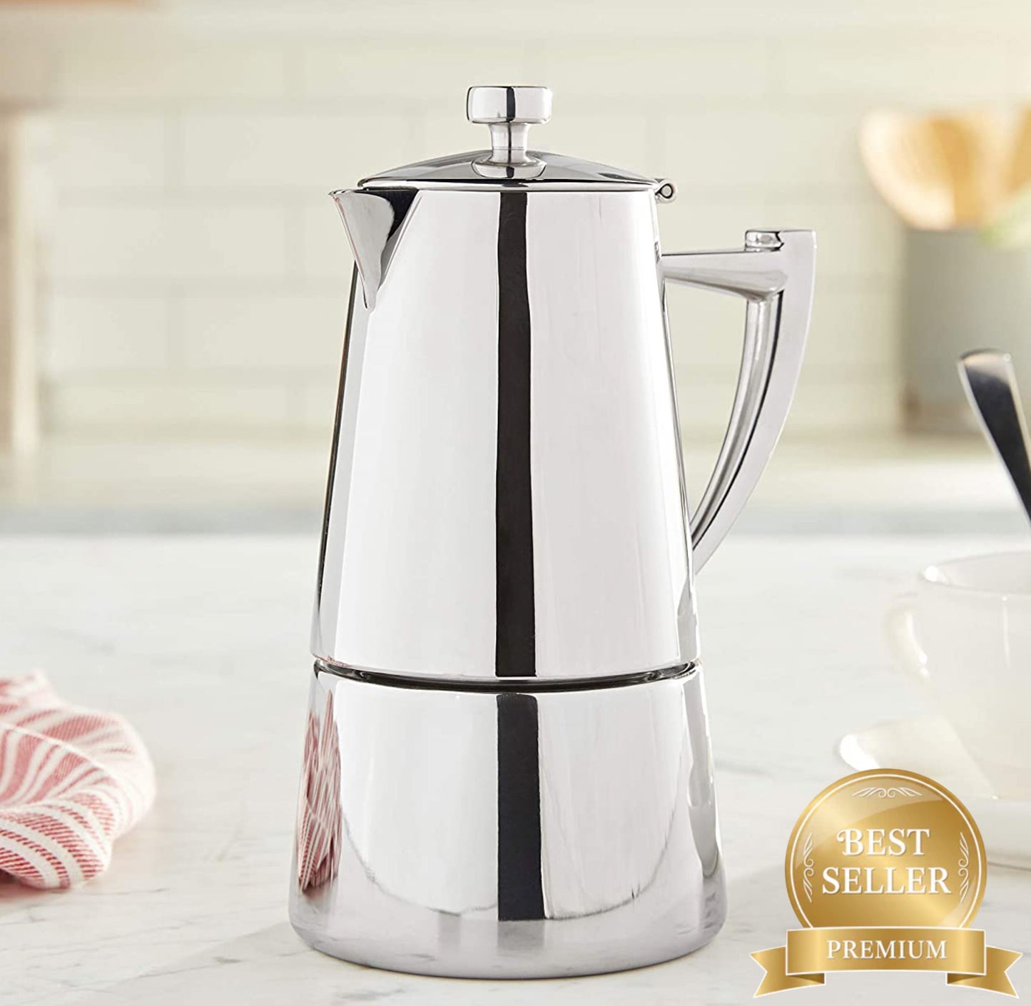 Cuisinox Roma Mirror Stainless Steel Induction Stovetop Moka Espresso Coffee Maker