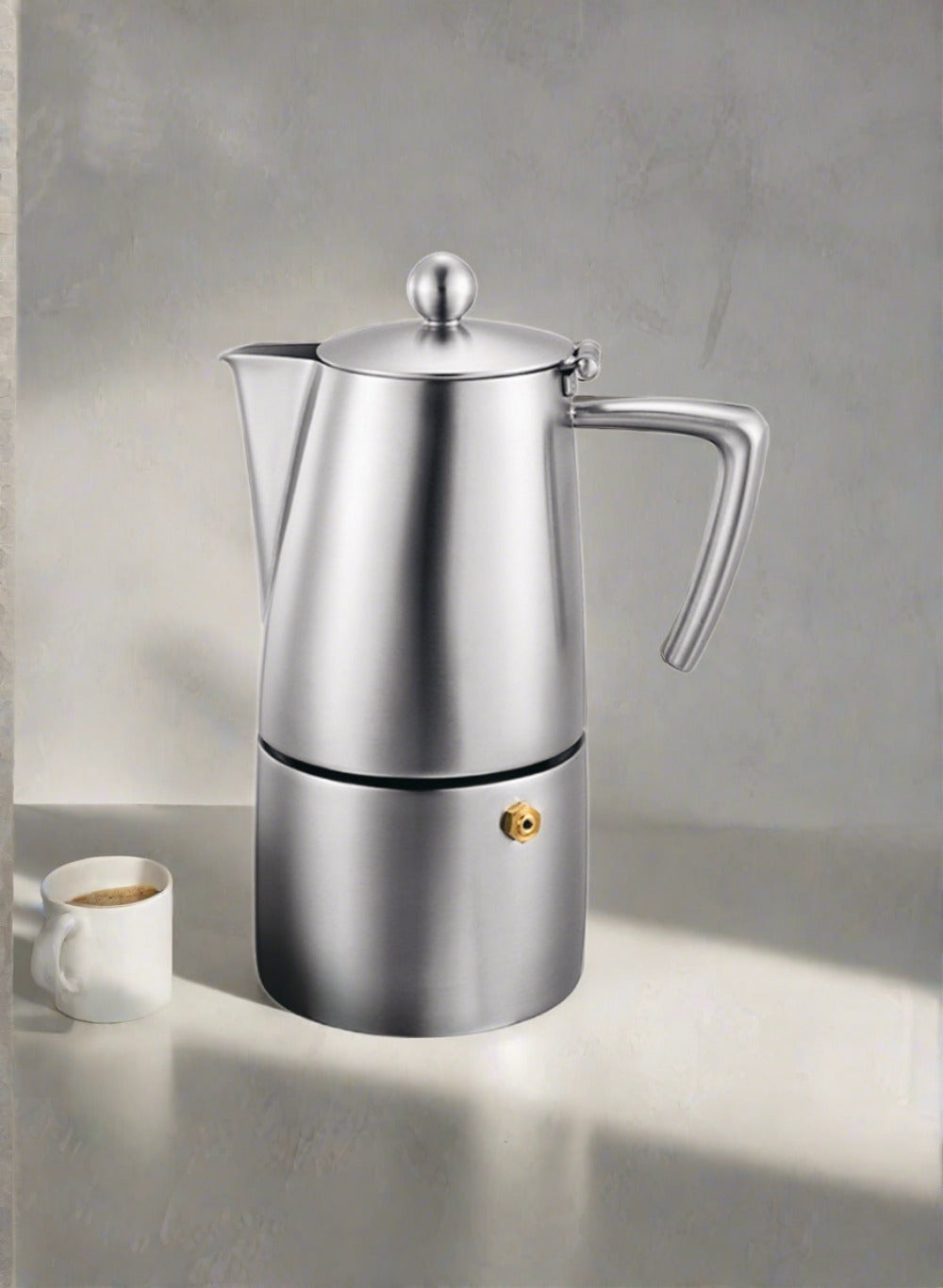 Cuisinox Milano Satin Stainless Steel Induction Stovetop Moka Espresso Coffee Maker, 6 cup