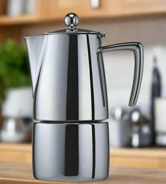 Cuisinox Milano Mirror Stainless Steel Induction Stovetop Moka Espresso Coffee Maker, 4 cup