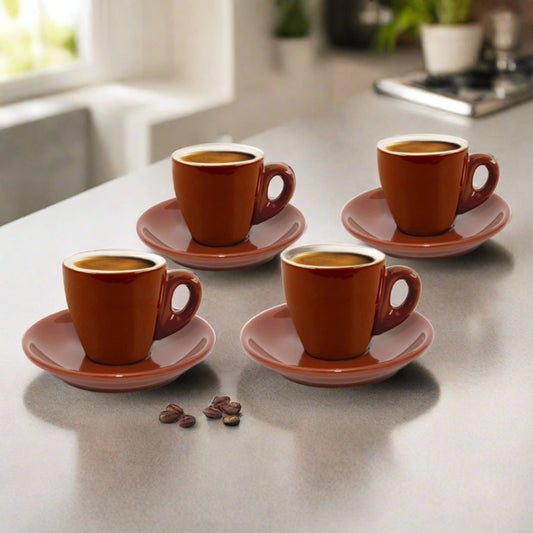 Cuisinox Signature Series, juego de 4 tazas de café expreso, porcelana marrón