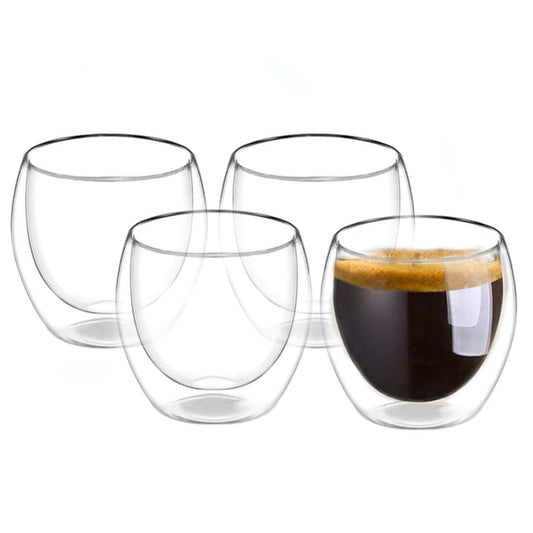 Cuisinox Juego de 4 tazas de café expreso, vidrio de doble pared 