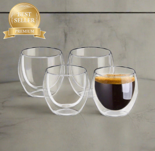 Cuisinox Lot de 4 tasses à expresso, verre à double paroi