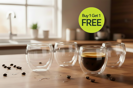 Cuisinox Juego de 4 tazas de café expreso, vidrio de doble pared 