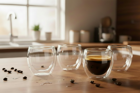 Cuisinox Espresso Cups, Double Walled Glass, Set of 4
