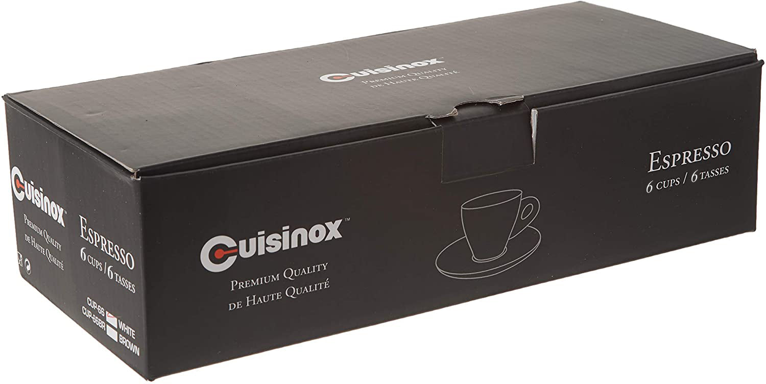 Cuisinox White Porcelain Espresso Cups and Saucers Set, 2 oz., Set