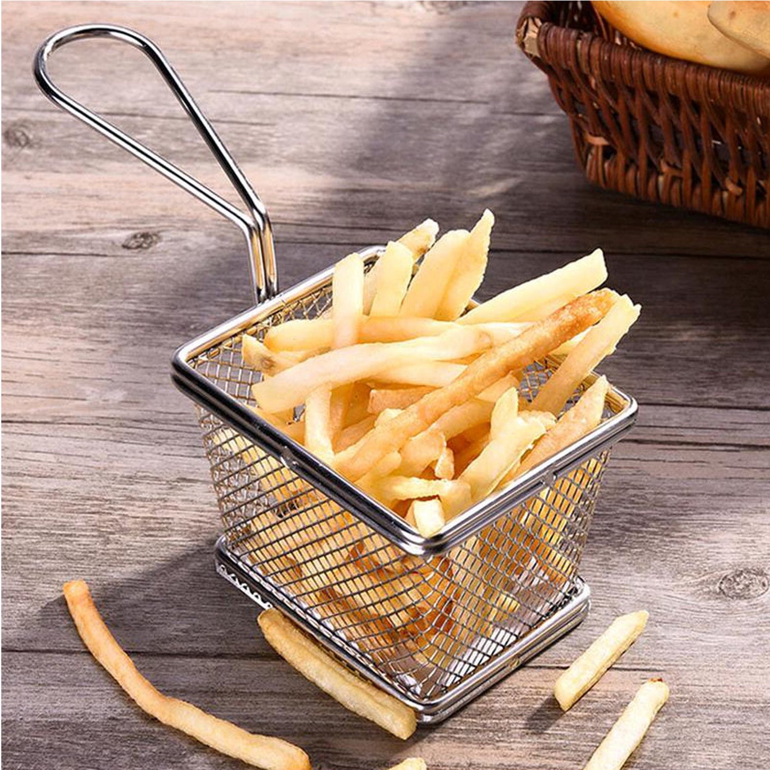 8Pcs Mini Panier à Frites En Acier Inonxydable Rond Panier De Service 8Pcs Mini Panier à Frites En Acier Inonxydable Rond Panier De Service